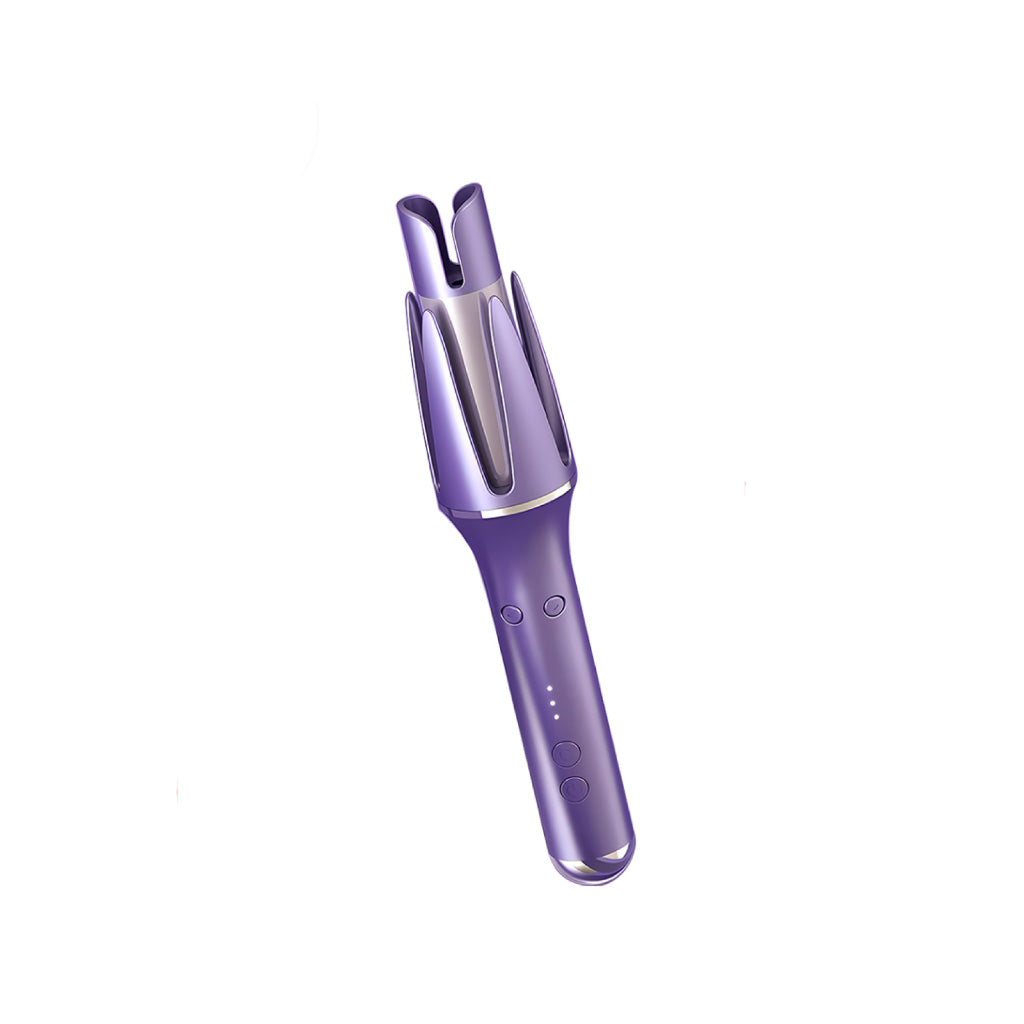"Automatic Curling Iron – 3 Speeds, Adjustable Heat, LCD Display, Anti-Scald, 360° Swivel – Purple"