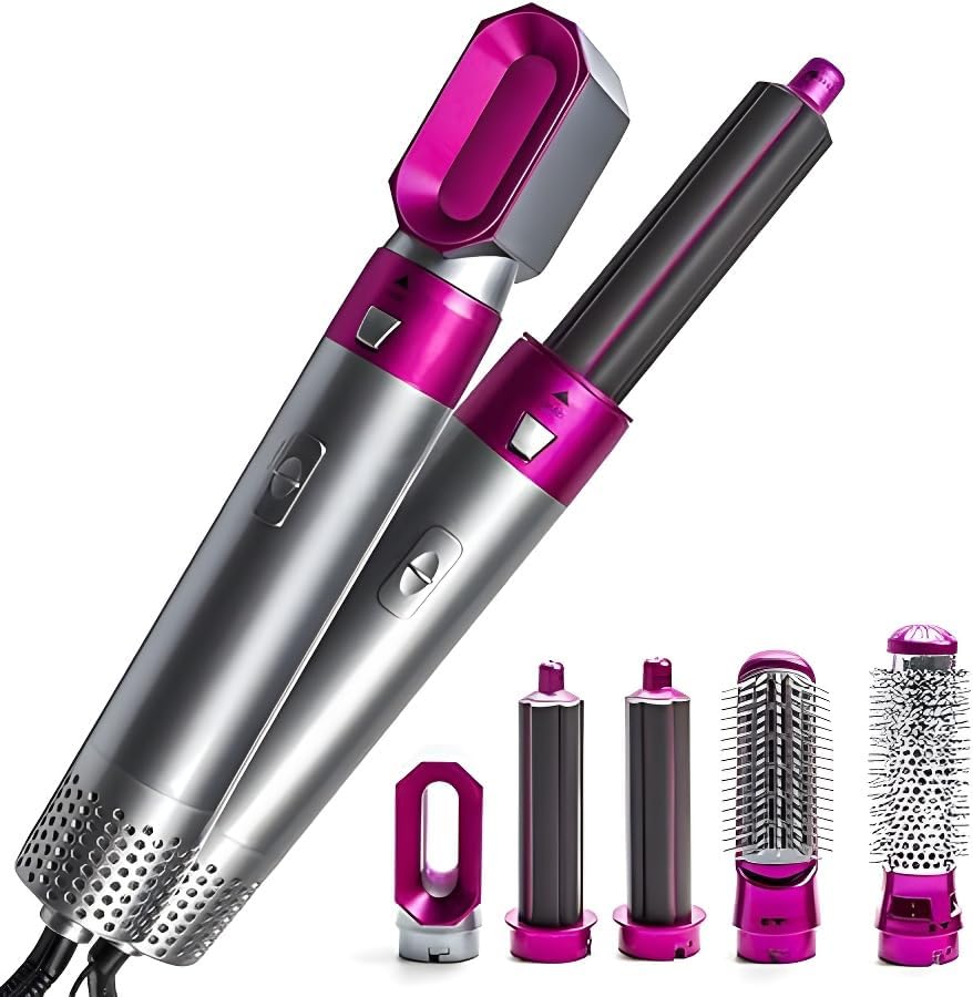 5-in-1 Hot Air Hair Dryer and Curler Tool Set – Multi-Function Hair Styler for Curling, Drying, Straightening, Volumizing, and Smoothing
