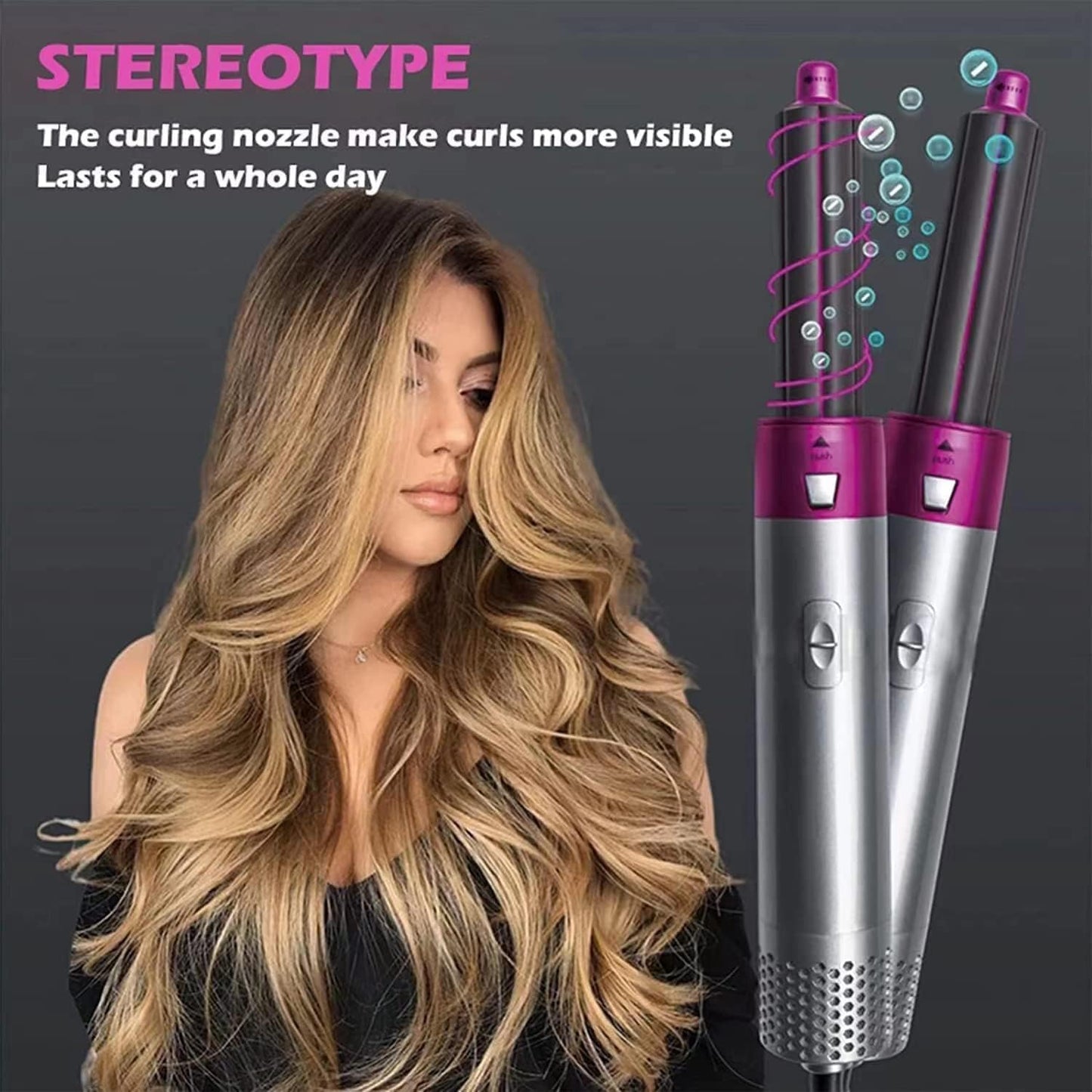 5-in-1 Hot Air Hair Dryer and Curler Tool Set – Multi-Function Hair Styler for Curling, Drying, Straightening, Volumizing, and Smoothing