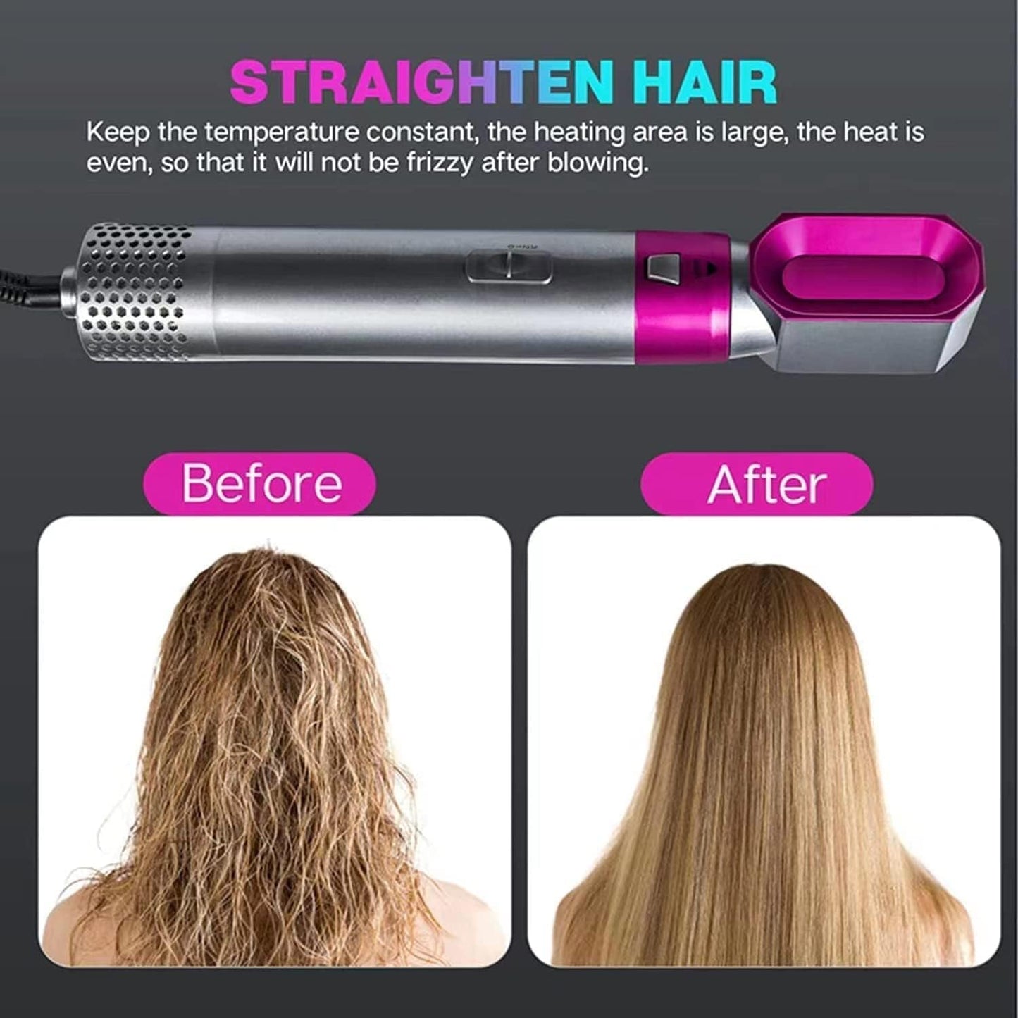 5-in-1 Hot Air Hair Dryer and Curler Tool Set – Multi-Function Hair Styler for Curling, Drying, Straightening, Volumizing, and Smoothing