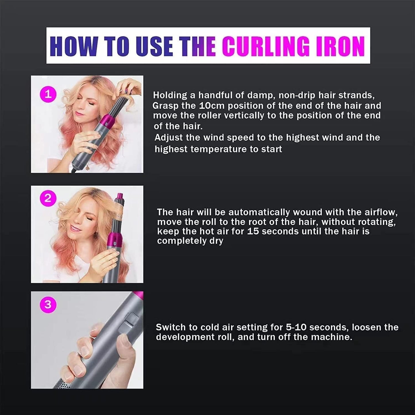 5-in-1 Hot Air Hair Dryer and Curler Tool Set – Multi-Function Hair Styler for Curling, Drying, Straightening, Volumizing, and Smoothing