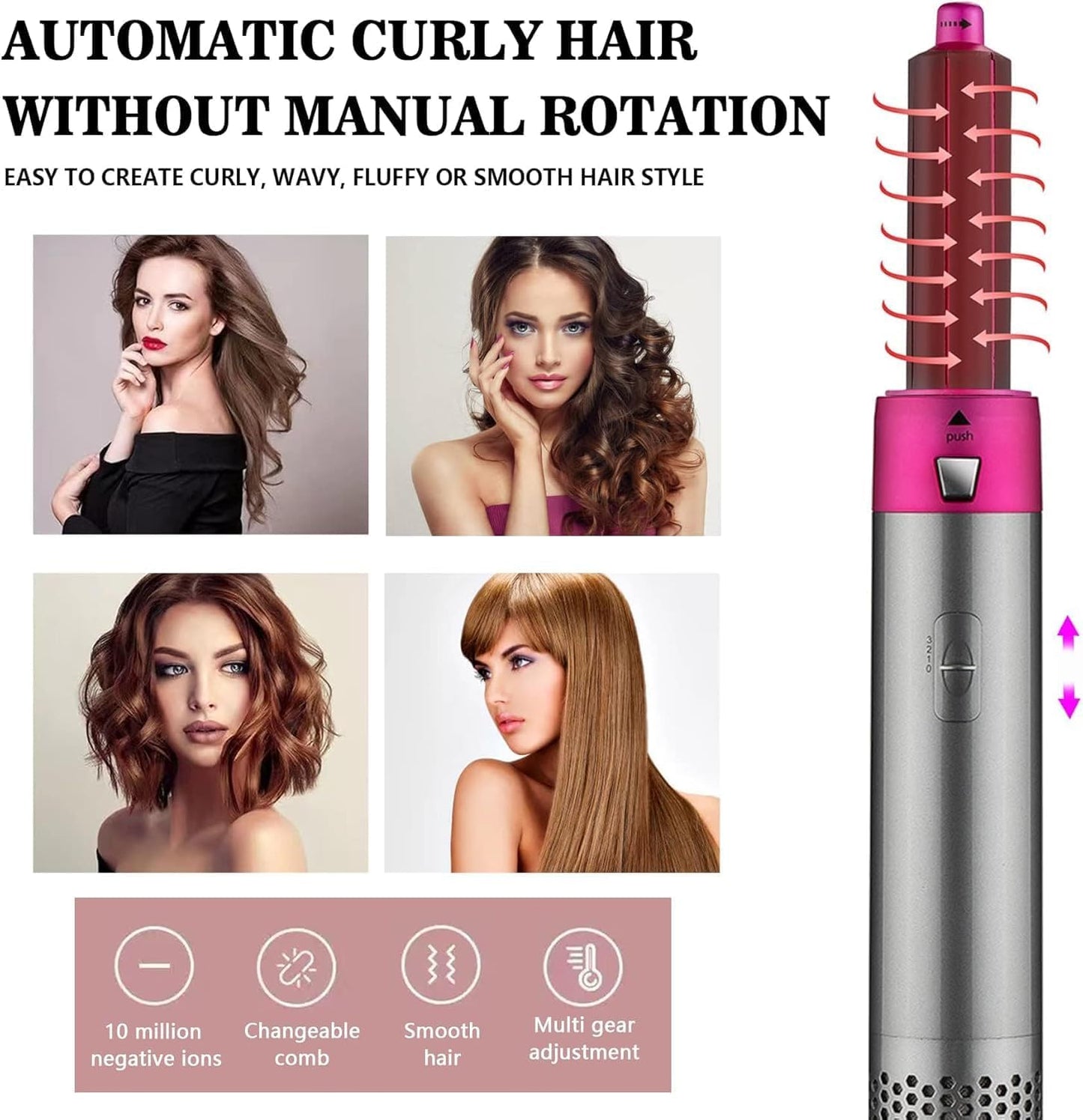 5-in-1 Hot Air Hair Dryer and Curler Tool Set – Multi-Function Hair Styler for Curling, Drying, Straightening, Volumizing, and Smoothing