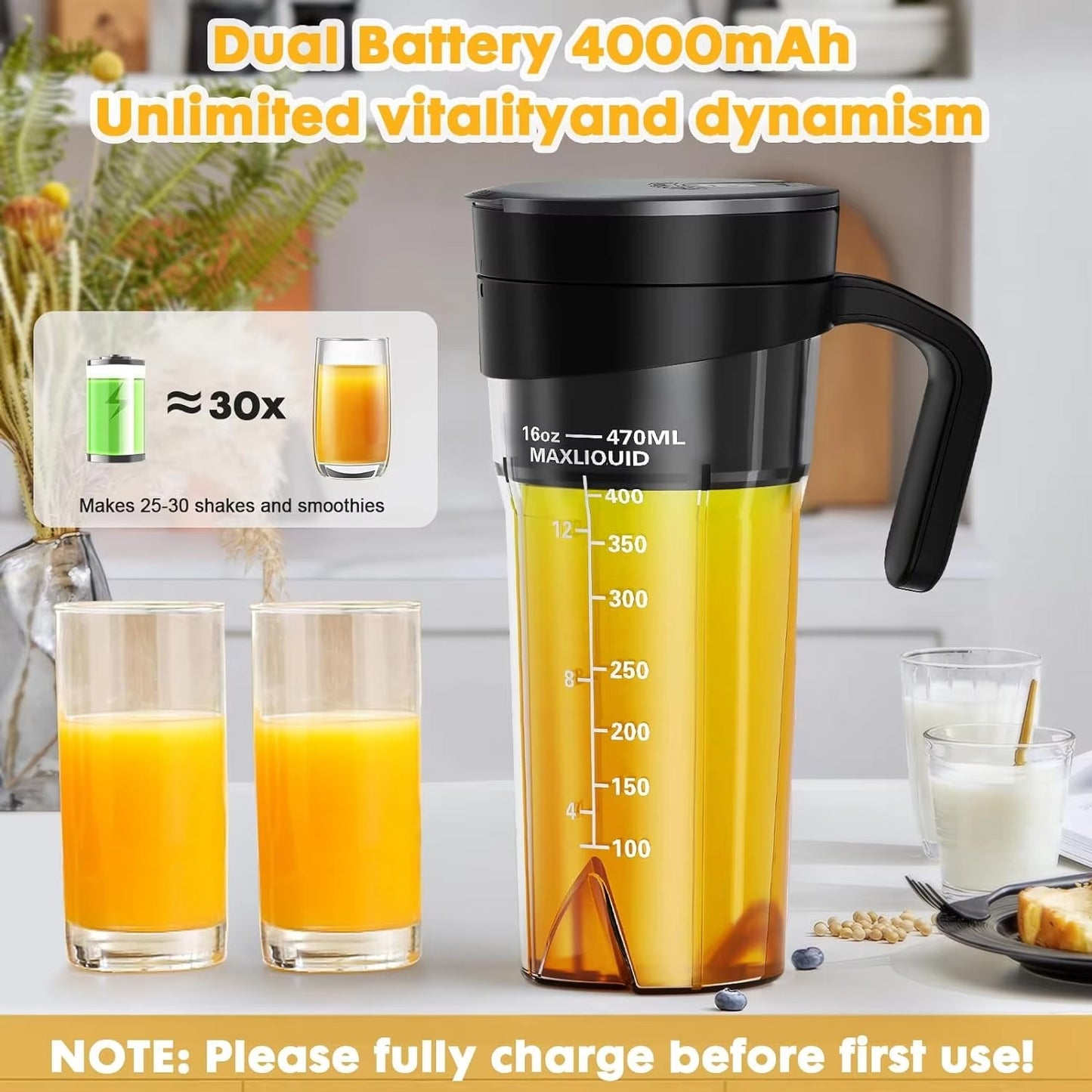 Ligkevan Type-C USB Rechargeable 150W Power Fresh Juice Ice Mini Bottle Cup Personal Blenders Juicers Portable Blender Juicer
