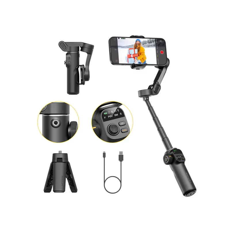 Aochuan Smart X2 3-axis Gimbal Stabilizer 360°Rotation Tracking Shooting Video Recording Gimbal Stabilizer for Smartphone