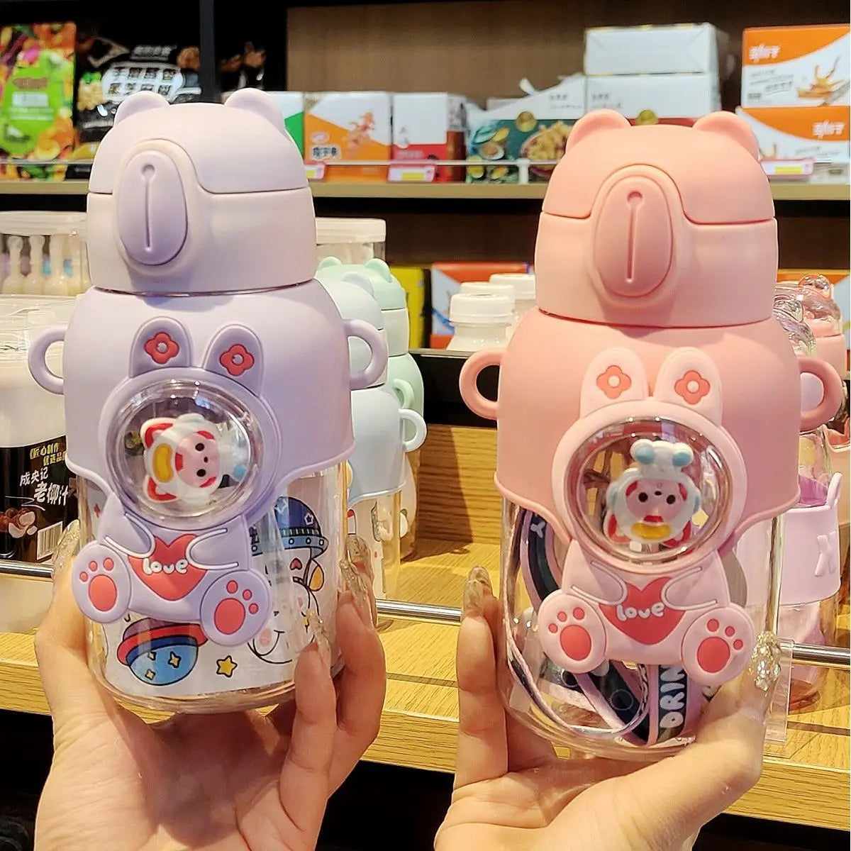 600ML Cartoon Kids Water Bottle Plastic Water Cup With Straw For Children School Leak Proof Outdoor Drinking Bottle Tumbler small description
