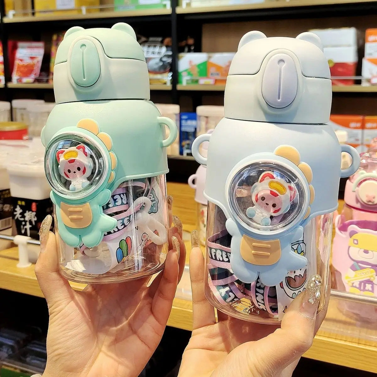 600ML Cartoon Kids Water Bottle Plastic Water Cup With Straw For Children School Leak Proof Outdoor Drinking Bottle Tumbler small description