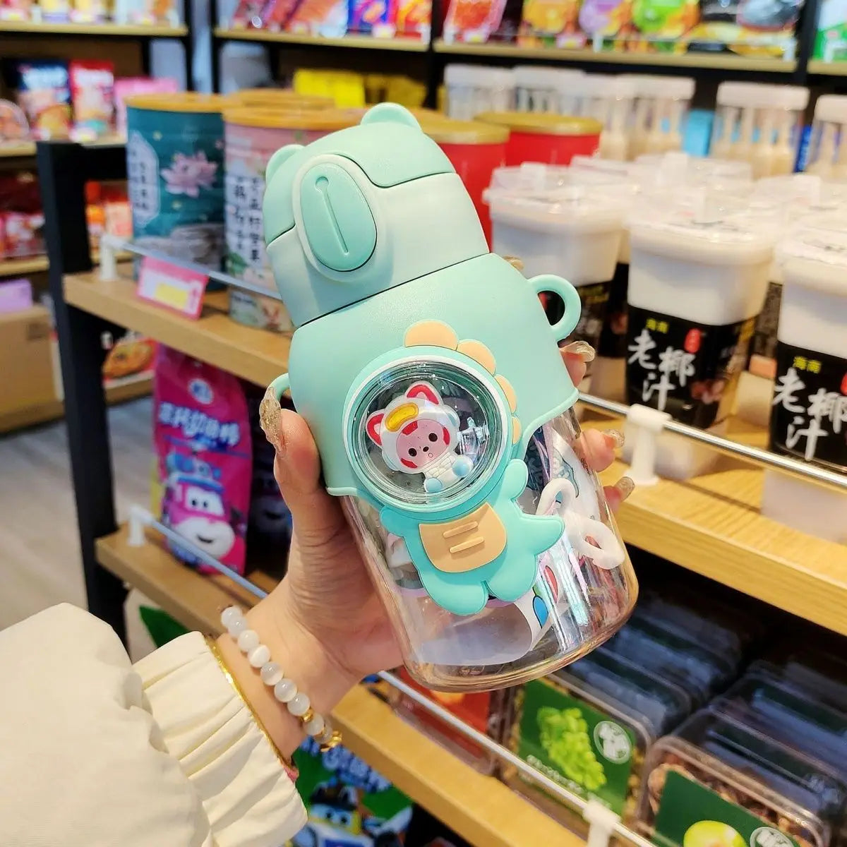 600ML Cartoon Kids Water Bottle Plastic Water Cup With Straw For Children School Leak Proof Outdoor Drinking Bottle Tumbler small description
