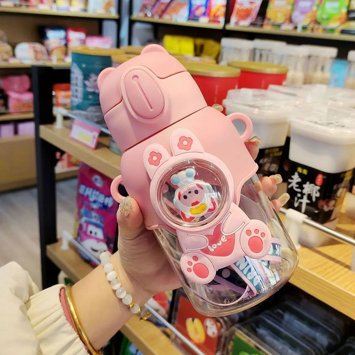 600ML Cartoon Kids Water Bottle Plastic Water Cup With Straw For Children School Leak Proof Outdoor Drinking Bottle Tumbler small description