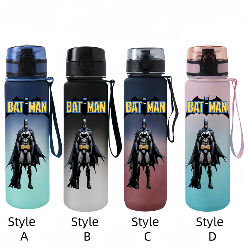 650ML Batman Anime Characters Water Cup Portable Children's Outdoor Sports Large Capacity Plastic Antidrip Water Bottle