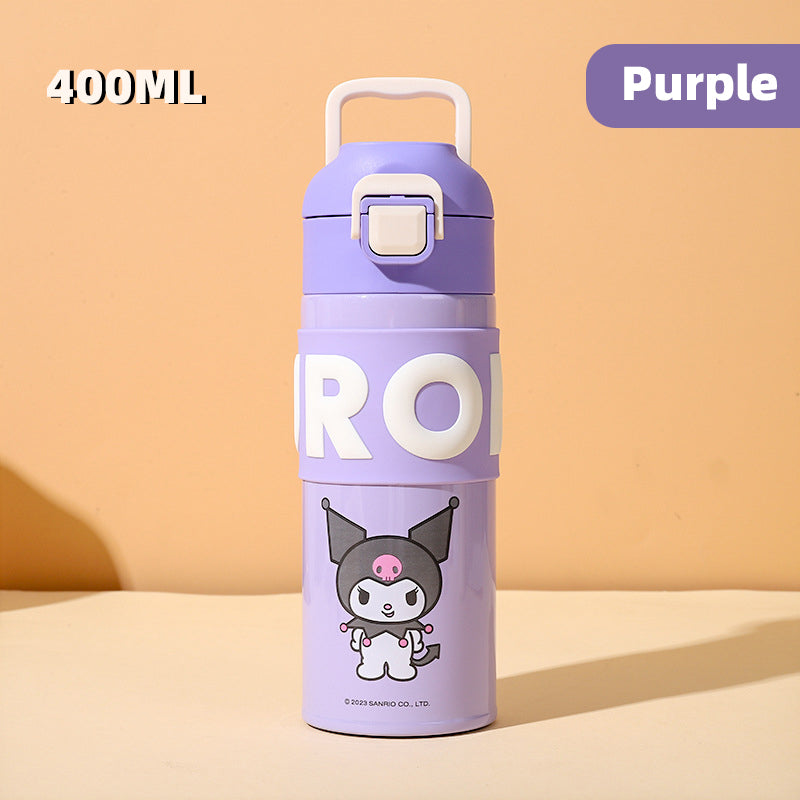 Sanrio Cinnamoroll Kuromi Water Bottle My Melody Student Kid Portable Vacuum Water Bottle Kawaii Children's Insulated Water Cup