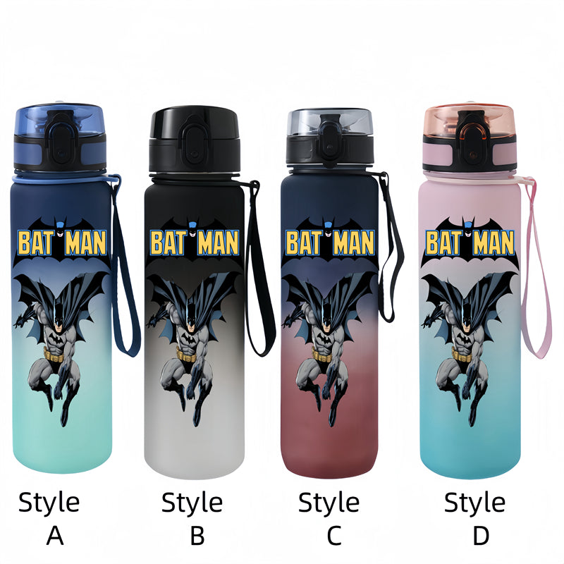 650ML Batman Anime Characters Water Cup Portable Children's Outdoor Sports Large Capacity Plastic Antidrip Water Bottle