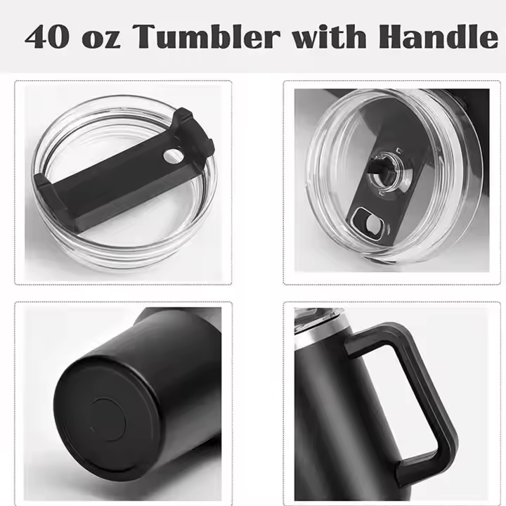 Tumbler Vacuum Insulated Thermos Custom Travel Cup Stainless Steel Water Bottle Coffee Mugs With Handle Outdoor Drinkware