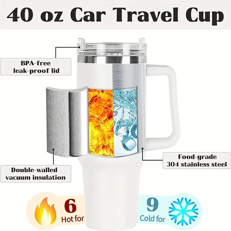 Tumbler Vacuum Insulated Thermos Custom Travel Cup Stainless Steel Water Bottle Coffee Mugs With Handle Outdoor Drinkware