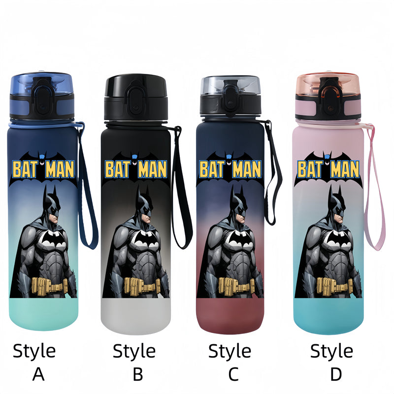 650ML Batman Anime Characters Water Cup Portable Children's Outdoor Sports Large Capacity Plastic Antidrip Water Bottle