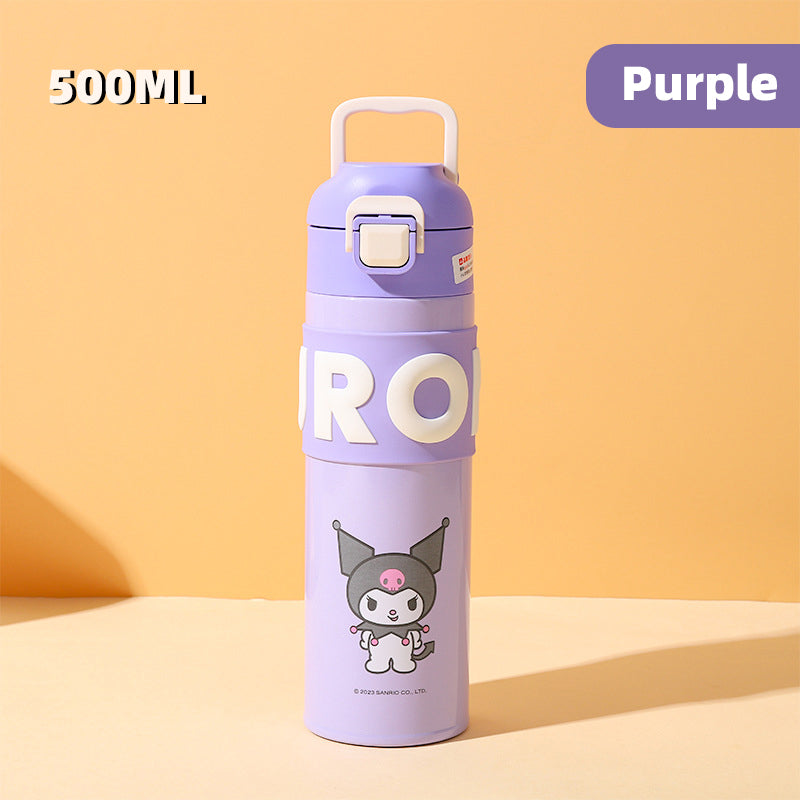 Sanrio Cinnamoroll Kuromi Water Bottle My Melody Student Kid Portable Vacuum Water Bottle Kawaii Children's Insulated Water Cup