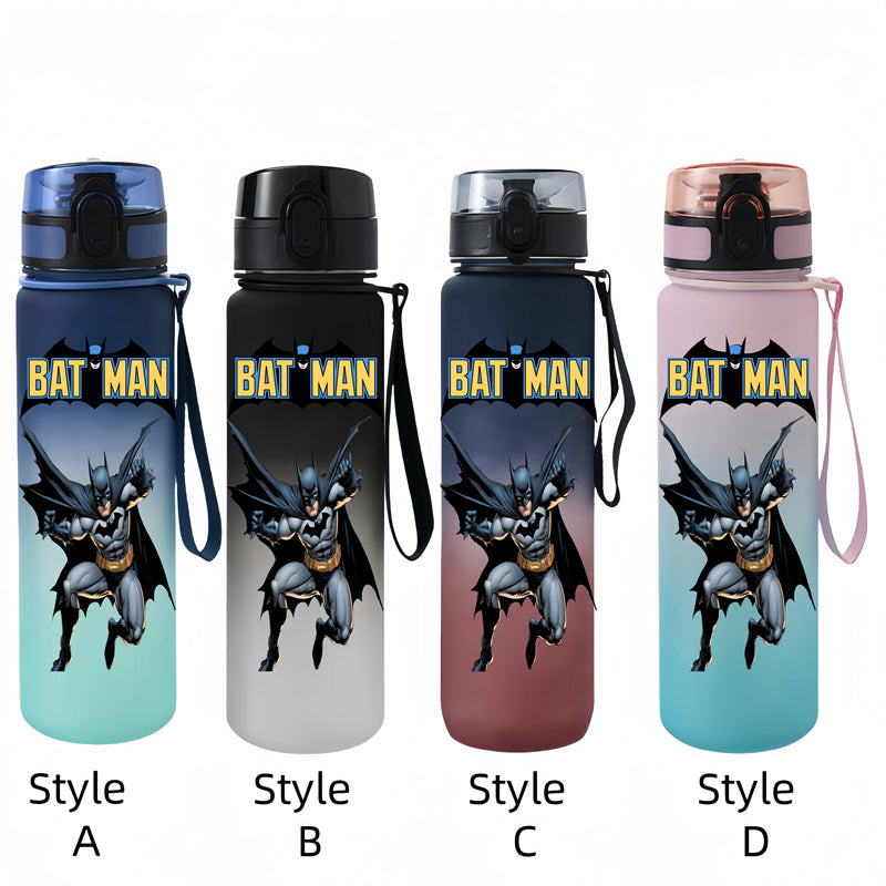 650ML Batman Anime Characters Water Cup Portable Children's Outdoor Sports Large Capacity Plastic Antidrip Water Bottle
