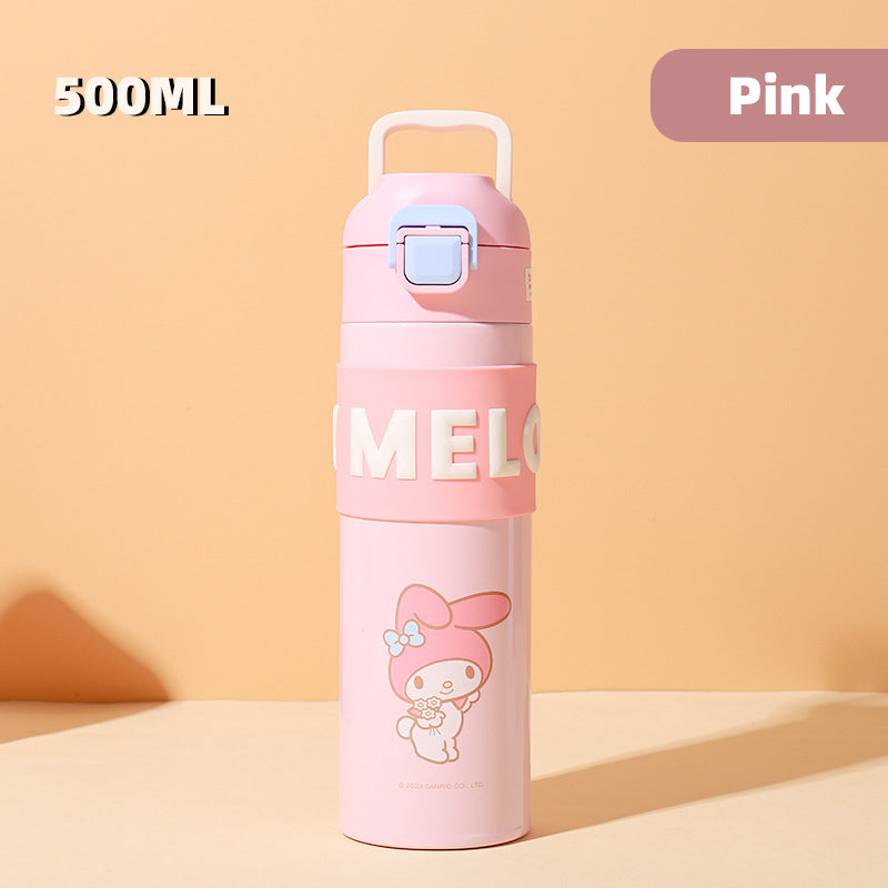 Sanrio Cinnamoroll Kuromi Water Bottle My Melody Student Kid Portable Vacuum Water Bottle Kawaii Children's Insulated Water Cup