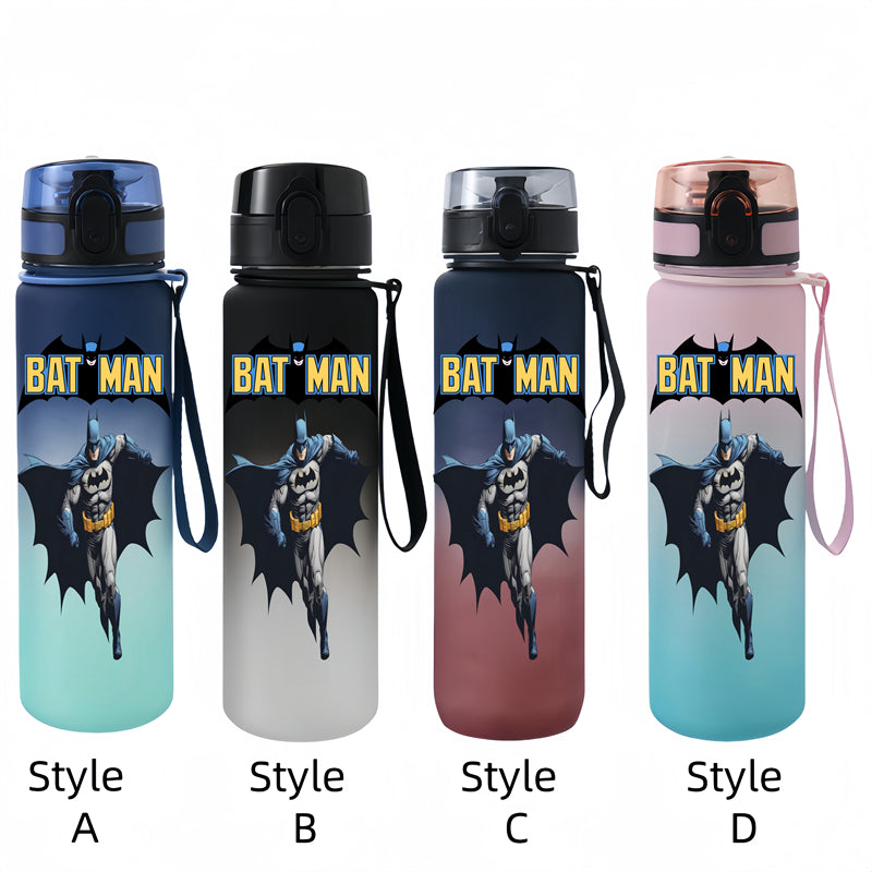 650ML Batman Anime Characters Water Cup Portable Children's Outdoor Sports Large Capacity Plastic Antidrip Water Bottle