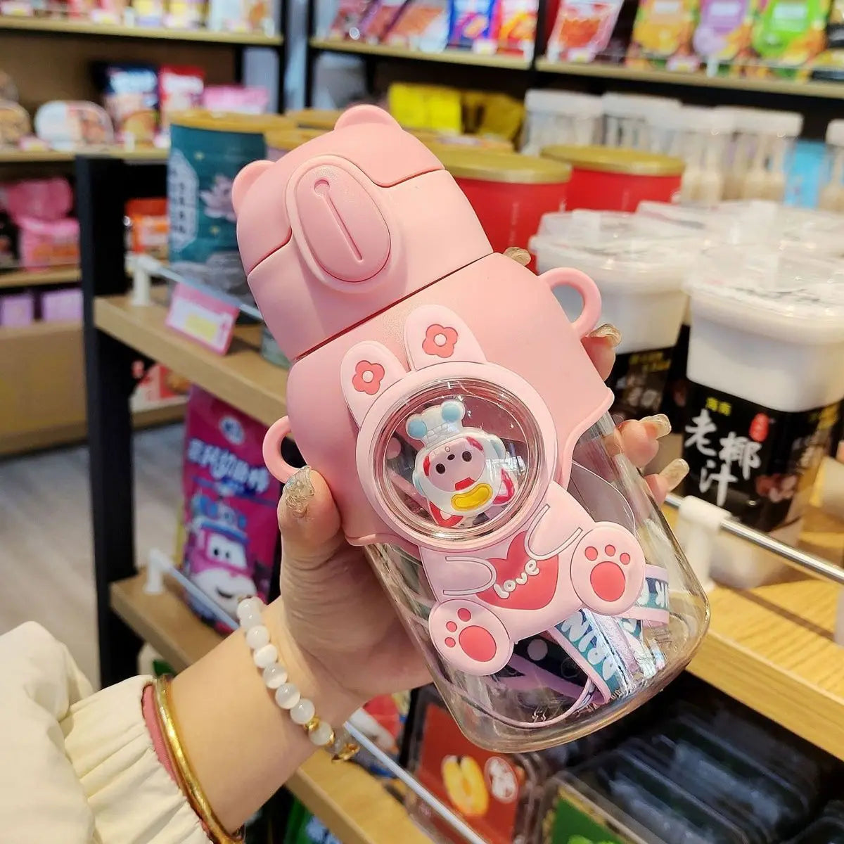 600ML Cartoon Kids Water Bottle Plastic Water Cup With Straw For Children School Leak Proof Outdoor Drinking Bottle Tumbler small description