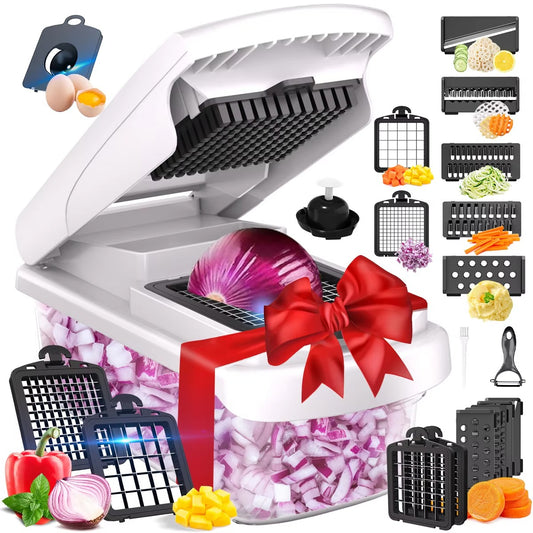 Multipurpose 12in1Dual Use Stainless Steel Blades Filtering Salad Vegetable Chopper Set