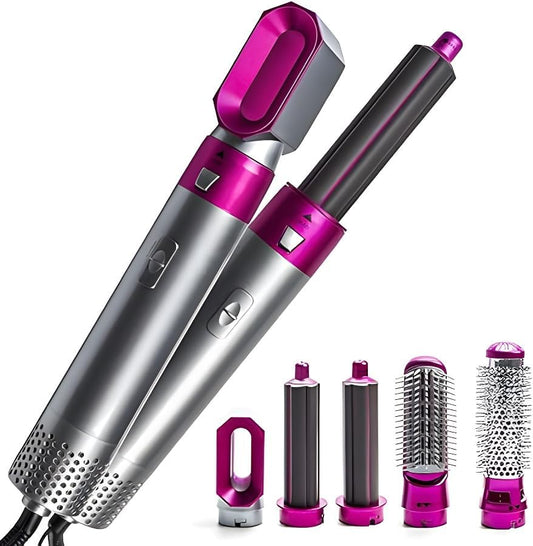 5-in-1 Hot Air Hair Dryer and Curler Tool Set – Multi-Function Hair Styler for Curling, Drying, Straightening, Volumizing, and Smoothing
