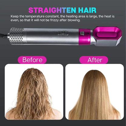 5-in-1 Hot Air Hair Dryer and Curler Tool Set – Multi-Function Hair Styler for Curling, Drying, Straightening, Volumizing, and Smoothing