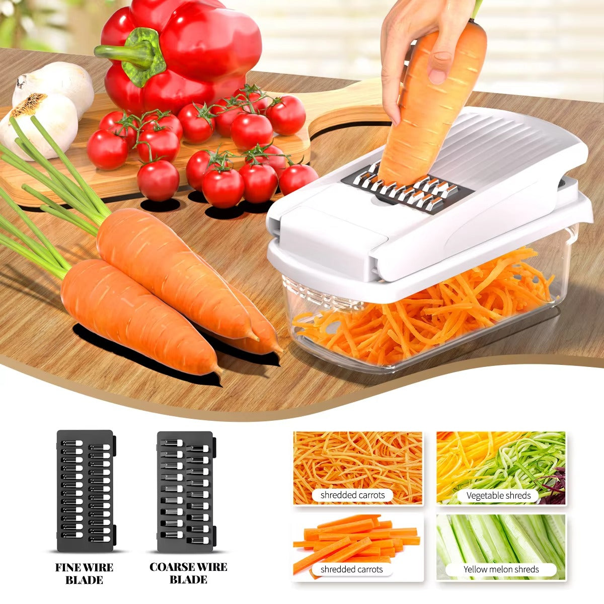 Multipurpose 12in1Dual Use Stainless Steel Blades Filtering Salad Vegetable Chopper Set