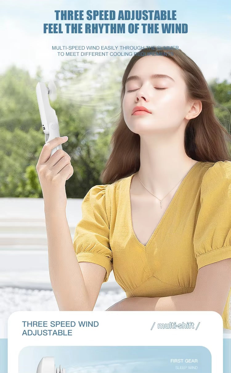 Portable Cooling Hand Fan 1200mAh Outdoor Rechargeable Mini Air Cooler Foldable Handheld Fan With Led Light Power Bank