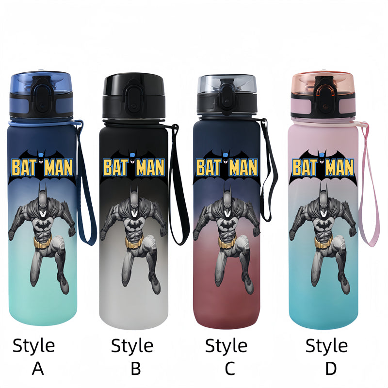 650ML Batman Anime Characters Water Cup Portable Children's Outdoor Sports Large Capacity Plastic Antidrip Water Bottle