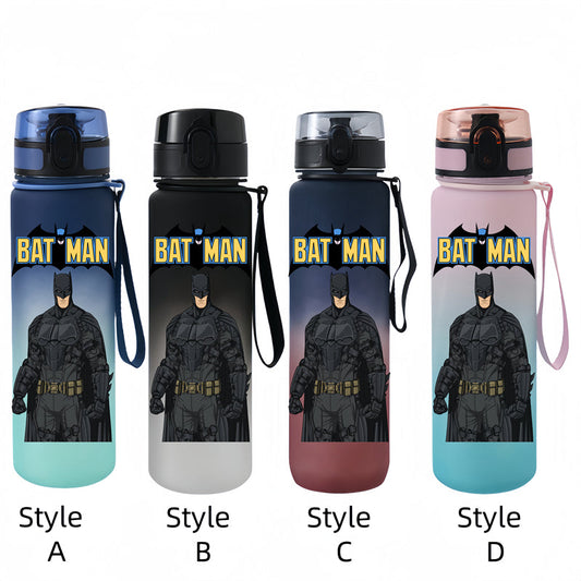 650ML Batman Anime Characters Water Cup Portable Children's Outdoor Sports Large Capacity Plastic Antidrip Water Bottle