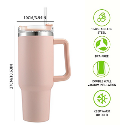 Tumbler Vacuum Insulated Thermos Custom Travel Cup Stainless Steel Water Bottle Coffee Mugs With Handle Outdoor Drinkware