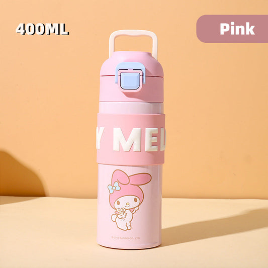 Sanrio Cinnamoroll Kuromi Water Bottle My Melody Student Kid Portable Vacuum Water Bottle Kawaii Children's Insulated Water Cup